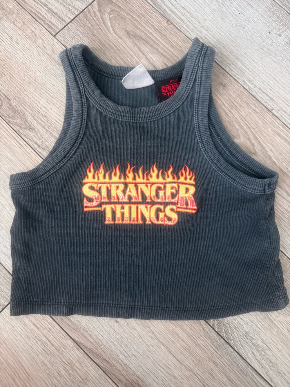 Netflix Kids Gray Tank Top with Flame Stranger Things Logo